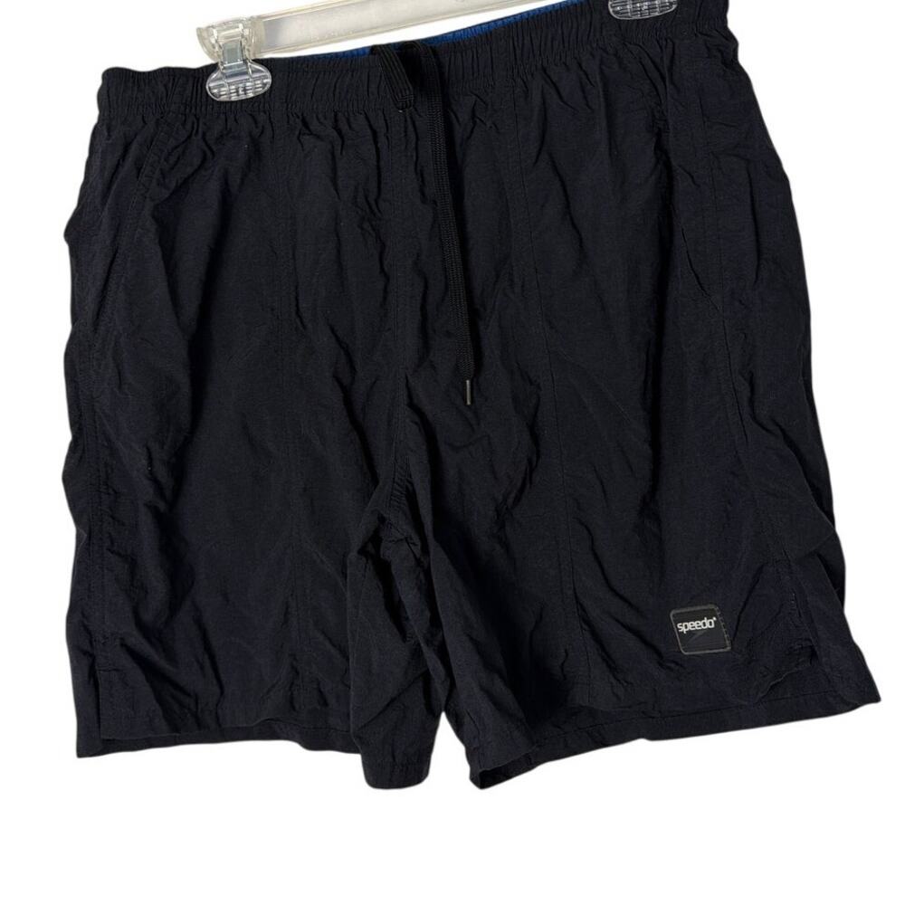 Speedo Size XL Male Black UPF 50+ Athletic Fitness Shorts Zipper Pocket Gym Swim